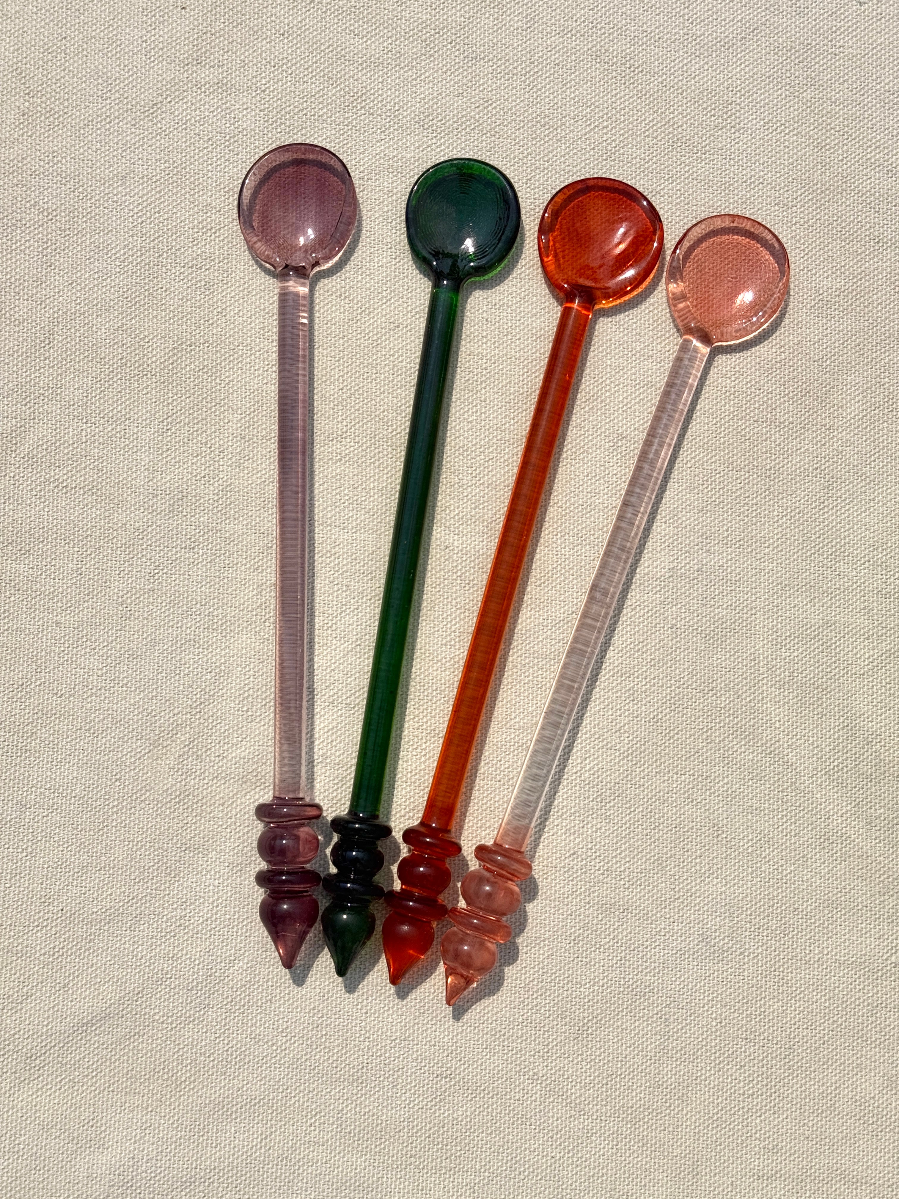 Pack of 4 Multicoloured Tinted Glass Spoons