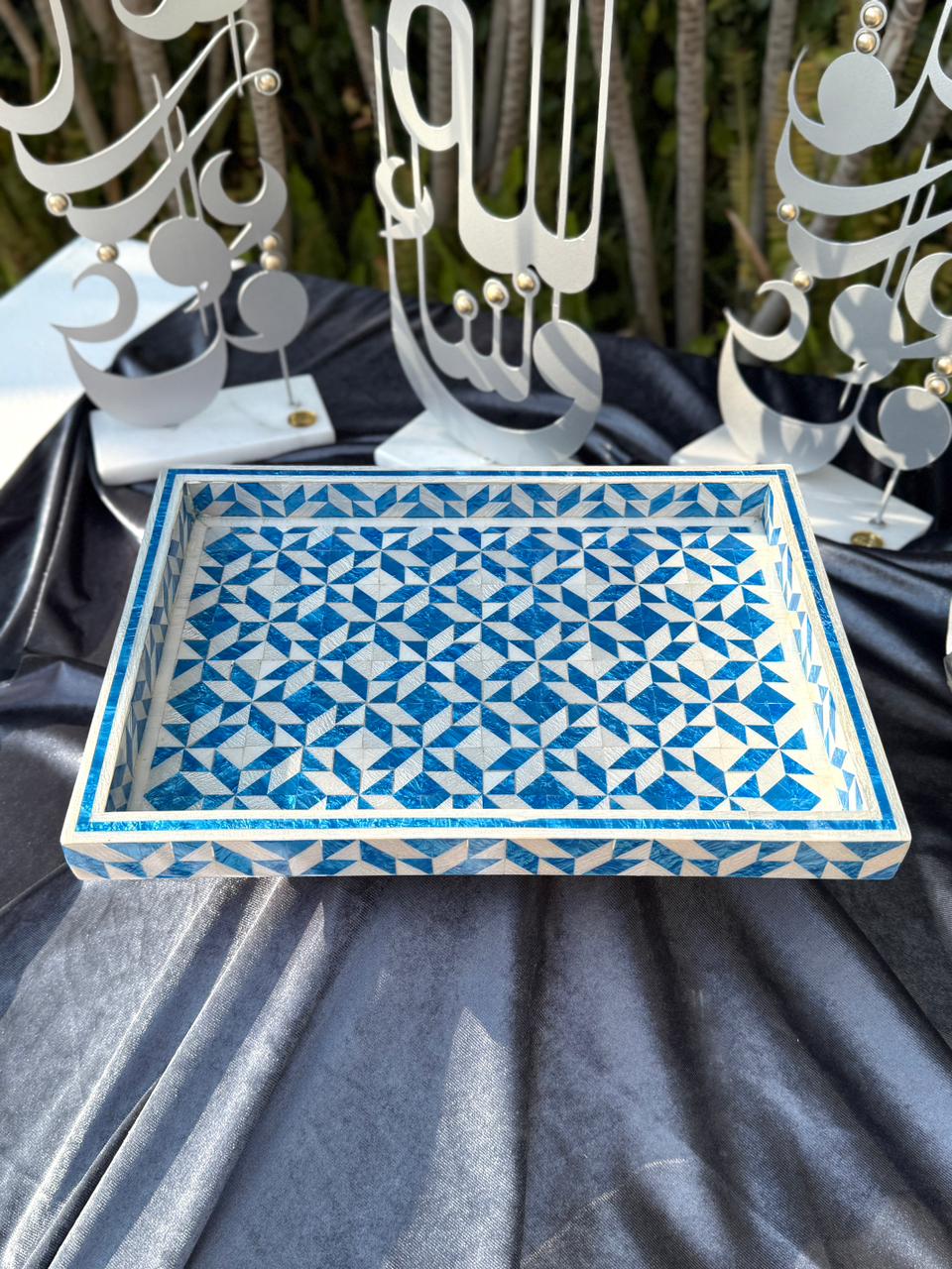 Blue Geometric Tray