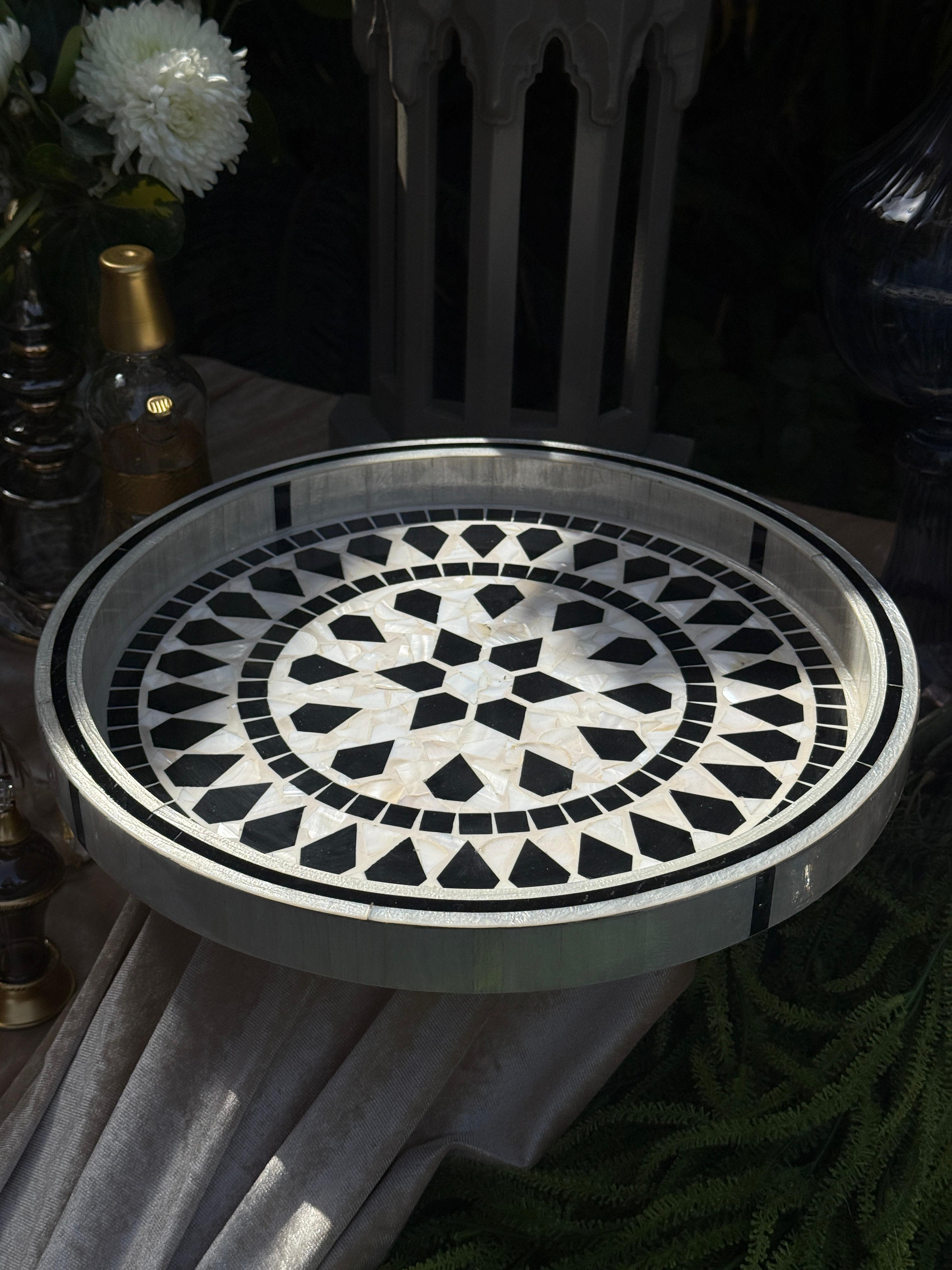 Blue Pearl Geometric Tray